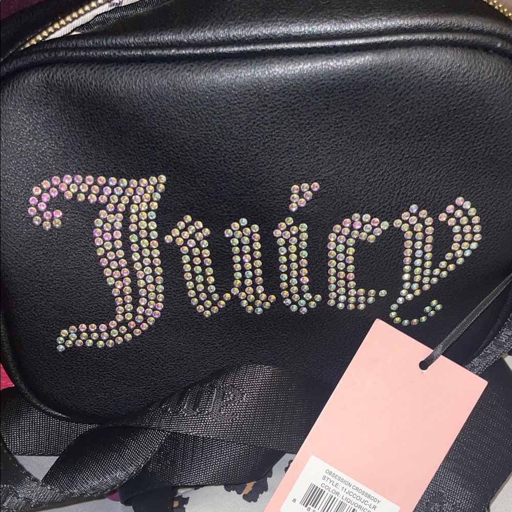 Juicy Couture Black Crossbody Bag with Rhinestone Detail NWT - Picture 8 of 8
